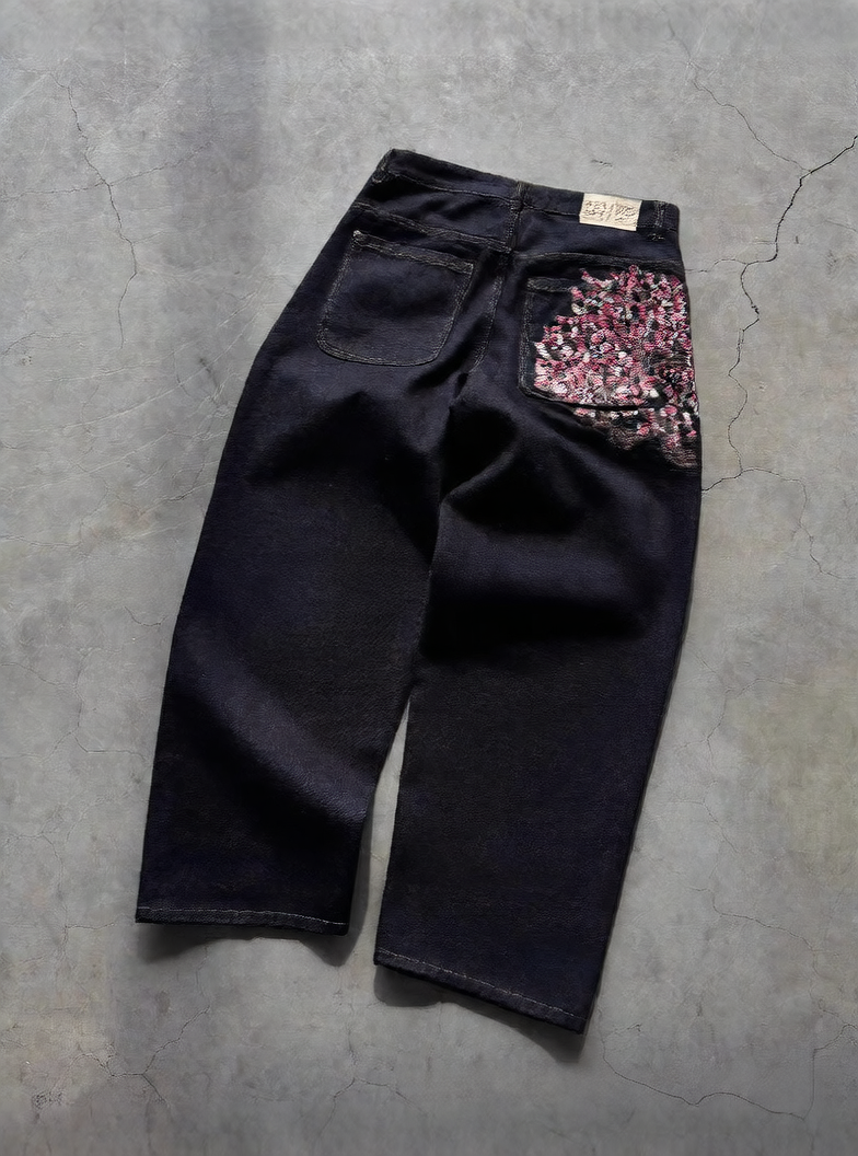 Embroidered Baggy Jeans
