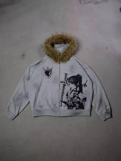 FUR Hooded Zip-Up
