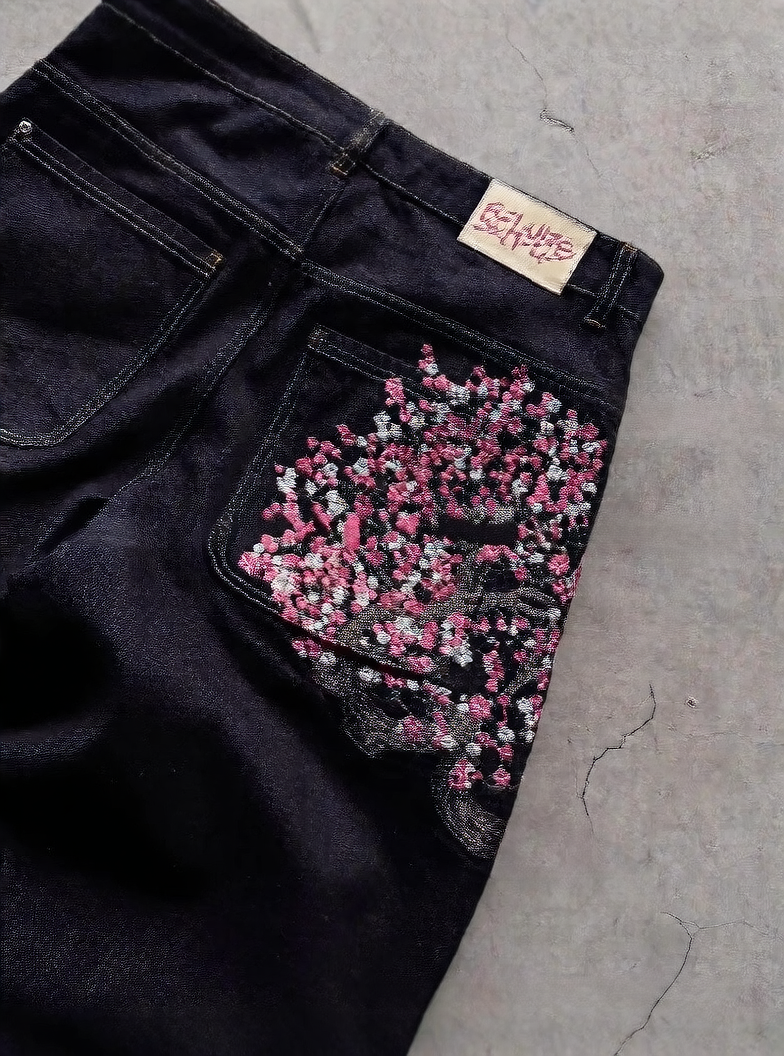 Embroidered Baggy Jeans