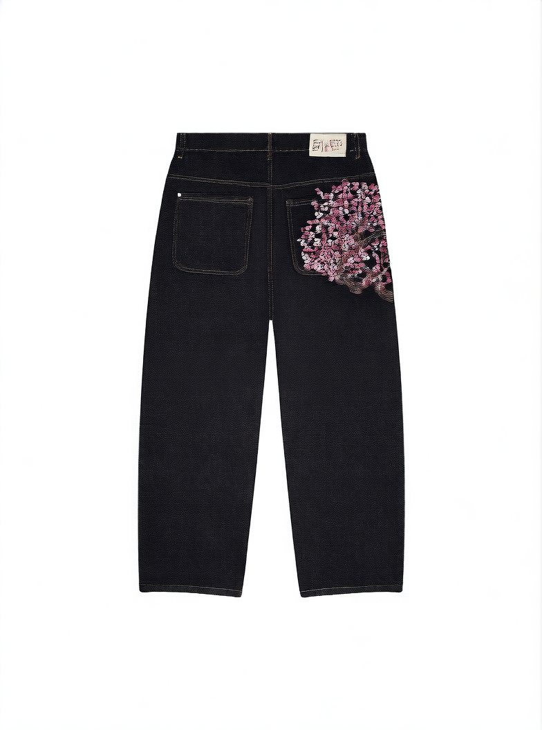 Embroidered Baggy Jeans